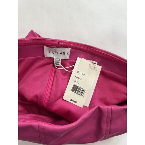Lucy Paris Cher Faux Leather Cropped Strapless Top in Fuschia - Picture 5 of 5